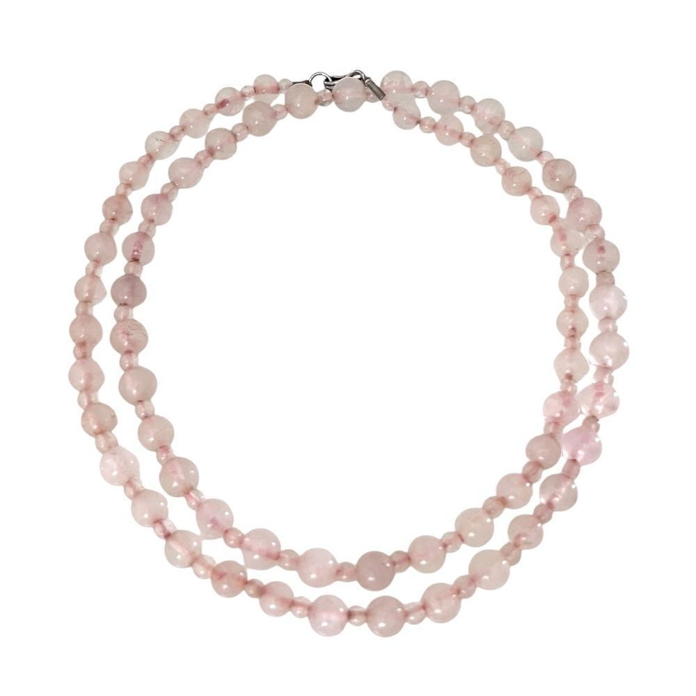 Vintage Pink Rose Quartz Beaded Necklace